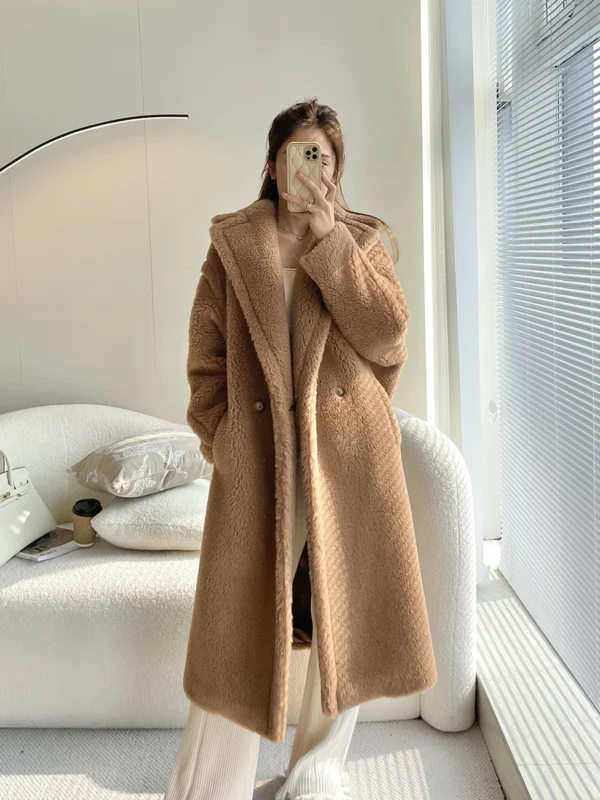 2024 New Autumn and Winter Camel Teddy Bear Coat Women's Fur Particles Alpaca Fleece/Fiber Teddy Mid-Length Coat - 图片 19