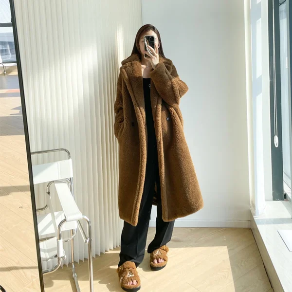 2024 New Autumn and Winter Camel Teddy Bear Coat Women's Fur Particles Alpaca Fleece/Fiber Teddy Mid-Length Coat - 图片 22