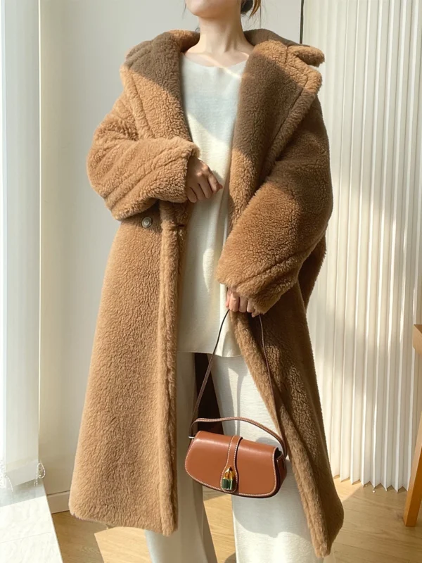 2024 New Autumn and Winter Camel Teddy Bear Coat Women's Fur Particles Alpaca Fleece/Fiber Teddy Mid-Length Coat - 图片 18