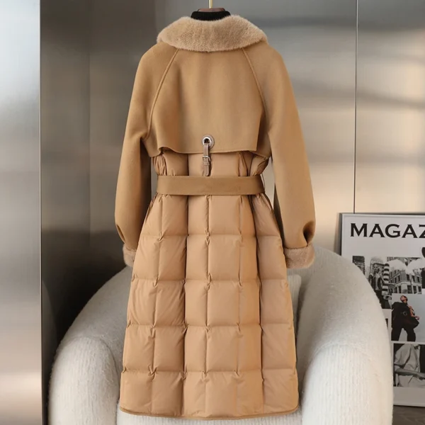 2024 Winter New Mink Cashmere Coat Woolen Goose Down Down Jacket Women's Mid-Length Fur Overcoat Coat Women's - 图片 4
