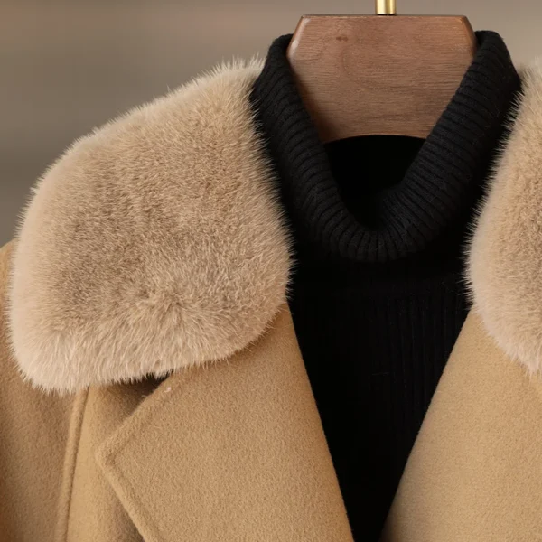 2024 Winter New Mink Cashmere Coat Woolen Goose Down Down Jacket Women's Mid-Length Fur Overcoat Coat Women's - 图片 6