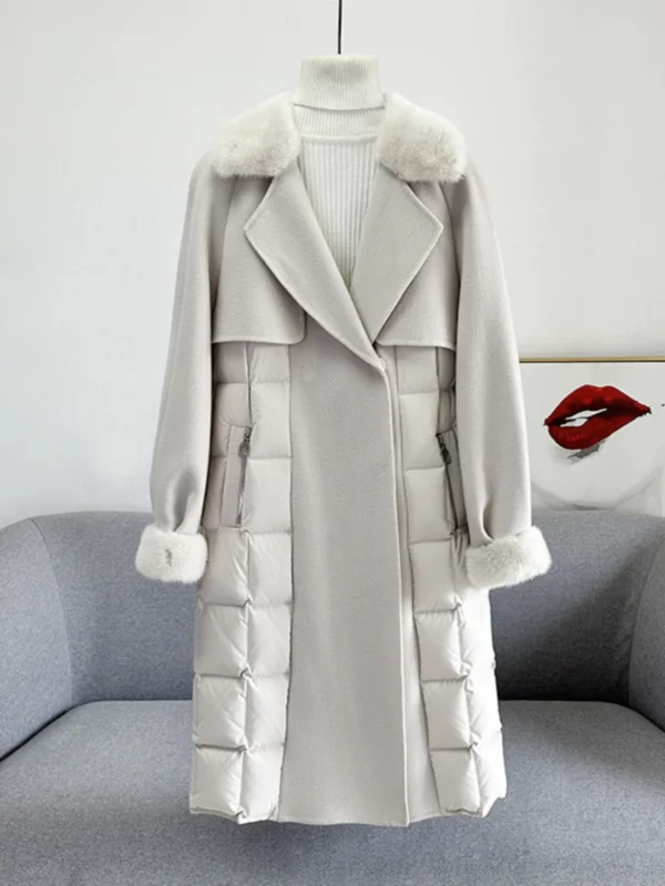 2024 Winter New Mink Cashmere Coat Woolen Goose Down Down Jacket Women's Mid-Length Fur Overcoat Coat Women's - 图片 7