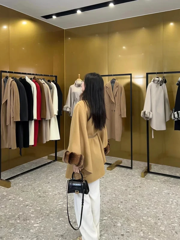 Lpsalzburg Cape Cashmere Coat for Women Double-Sided Woolen Coat% Cashmere Dehaired Angora for Women - 图片 8