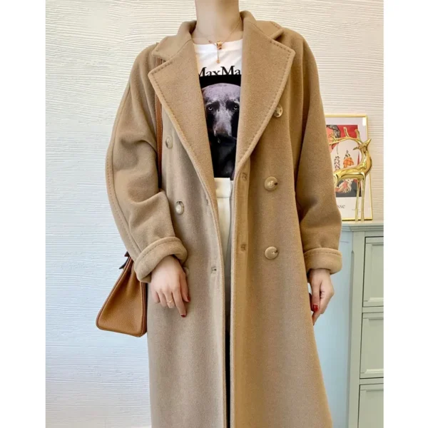 Max High Quality Women Coat Winter Women's Jacket 10% Cashmere 90% Wool  Classic Camel  High-End Wool Coat 2024 New - 图片 14
