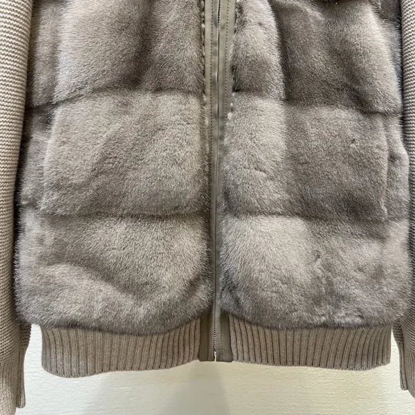 New Imported Mink Hair Cashmere Coat Women's High-End Short Fur Patchwork Knitting White Goose down Cashmere Coat - 图片 5