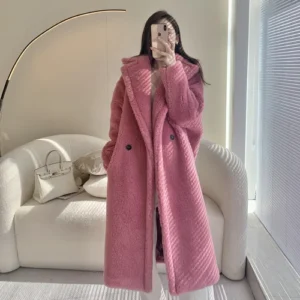 2024 New Autumn and Winter Camel Teddy Bear Coat Women's Fur Particles Alpaca Fleece/Fiber Teddy Mid-Length Coat